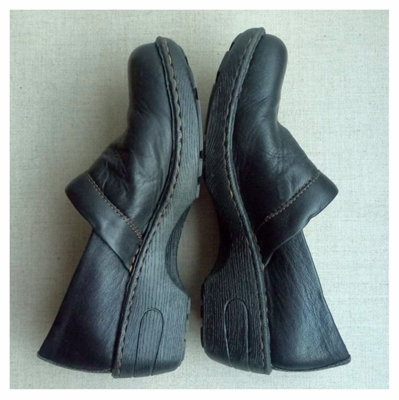 Born Women US 10 Black Leather Clogs - Picture 6 of 8